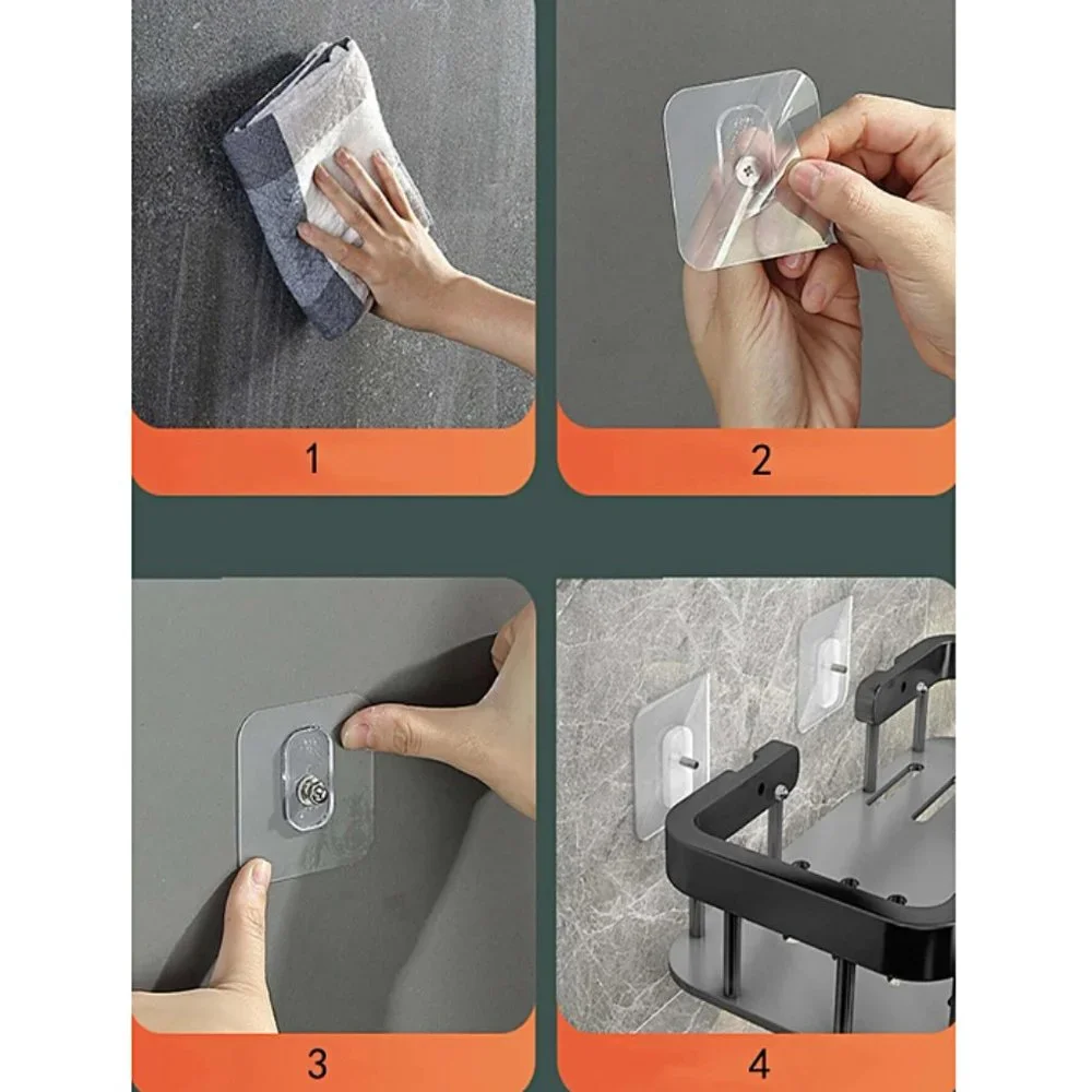 🆕 1pc Adhesive Black Shower Caddy, Bathroom Shelf, Toiletry Organizer Rack